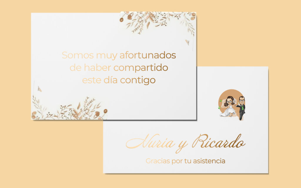 Tarjetas de agradecimiento para bodas